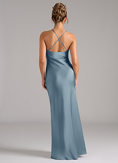 Azazie Tianna Brautjungfernkleider A-Linie Stretch-Satin Kleid Staubblau image2