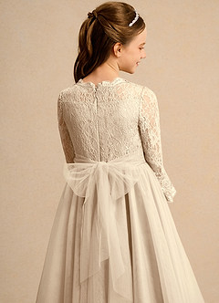 Azazie Lamb Girl Abiti da Ragazza di Fiori Abito Principessa in Pizzo Champagne image6