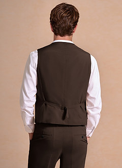 front Wesley Marron Foncé Gilet de costume en lin mélangé