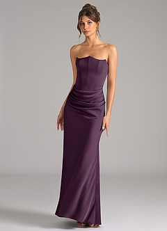 Azazie Debby Bridesmaid Dresses Plum Mermaid Strapless Stretch Satin Convertible Dress image4