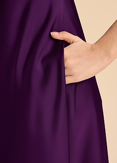 Azazie Sissy Junior Vestido de Uva de Satén Elástico de Corte en A con Vestidos sin tirantes image7