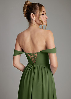 Azazie Caterina 신부 들러리 드레스 A라인 코르셋 쉬폰 바닥 길이 드레스 image7