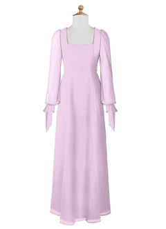 Azazie Leonia Junior Frosted Lilac A-Line with Pockets Chiffon Dress image7