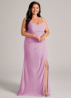 Azazie Deandra Bridesmaid Dresses Candy Pink Mermaid Pleated Chiffon Dress image10