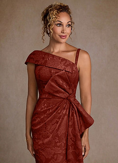 Azazie Hampton Moeder van de bruid jurken Zeemeermin Jurk van Bloemen Burn-out One-Shoulder Terracotta image4