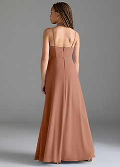 Azazie Moira Junior Bronzer A-Line with Pockets Chiffon Dress image5
