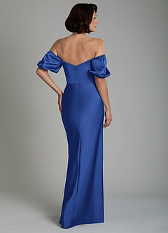Azazie Lea Bridesmaid Dresses Royal Blue Mermaid Off the Shoulder Stretch Satin Convertible Dress image6