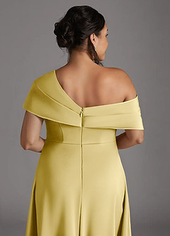 Azazie Milton Klänningar till brudens mor Klänning A-Line i Stretch Satin Plisserad Citronsorbet image10