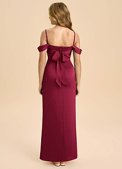Azazie Saige Junior Robe Fourreau en Satin extensible Épaule décolletée Bourgogne image2