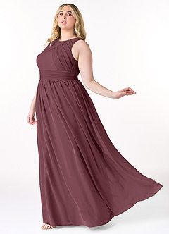 Azazie Harper Brautjungfernkleider A-Linie Plissee Chiffon Kleid Sangria image8