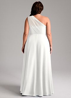 Azazie Phaedra Bridesmaid Dresses White A-Line One Shoulder Chiffon Dress image8