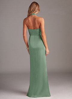 Azazie Jemma Bridesmaid Dresses Matcha Sheath Pleated Stretch Satin Dress image6