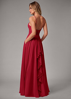 Azazie Amalia Bridesmaid Dresses Scarlet A-Line Pleated Chiffon Dress image2