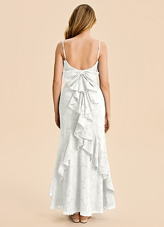 Azazie Lioren Junior White Mermaid Ruched Floral Burnout Dress image6