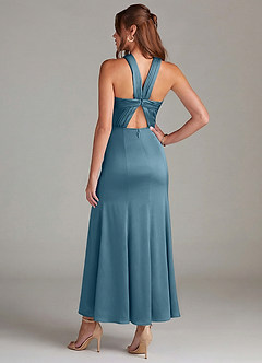 Azazie Rue Bridesmaid Dresses Bermuda Mermaid Pleated Stretch Satin Dress image6