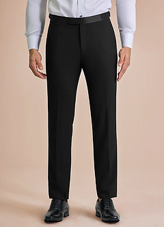 Classic Black Peak Lapel Tuxedo Pants