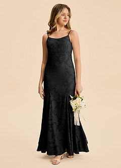 Azazie Lioren Junior Meerjungfrau-Linie Gestreift Blumen-Burnout Kleid Schwarz image5