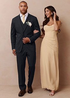 front Savile Charcoal Wool Blend Suit Vest