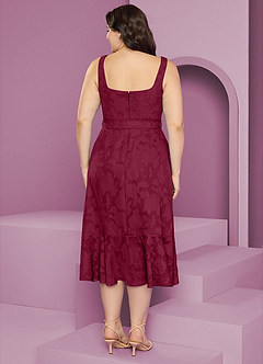 Barbie ♥ Azazie Bridesmaid Dresses Burgundy A-Line with Pockets Floral Burnout Dress image11