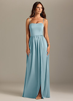 Azazie Calianna Bridesmaid Dresses Moody Blue A-Line Off the Shoulder Stretch Satin Convertible Dress image8
