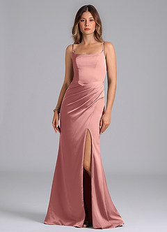 Azazie Donielle Bridesmaid Dresses Rosette Mermaid Corset Stretch Satin Dress image3