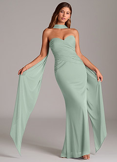 Azazie Katelyn Brudtärnklänningar Klä av Tubklänning i Maska Axelbandslös Agave Konvertibel image1