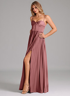 Azazie Akiko Bridesmaid Dresses Amethyst A-Line Sweetheart Neckline Stretch Satin Dress image6