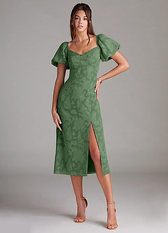 Azazie Evalina Bridesmaid Dresses Eucalyptus Sheath Floral Burnout Dress image1