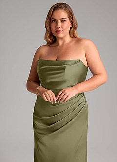 Azazie Leonis Bridesmaid Dresses Pistachio Mermaid Pleated Stretch Satin Convertible Dress image10