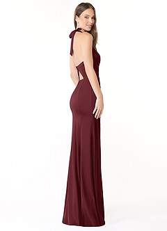 Azazie Emeria Robes de demoiselle d'honneur Robe Sirène en Satin extensible Plissée Cabernet image5