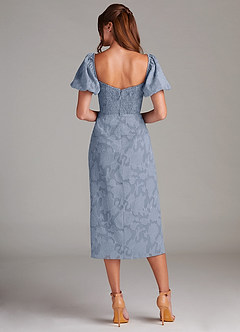 Azazie Evalina Abiti da Damigella Abito Tubino in Burnout Floreale Blu Polveroso image7
