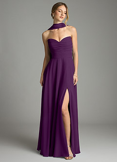 Azazie Ayla Abiti da Damigella Abito A-Line in Chiffon Scollo a Cuore Uva image7