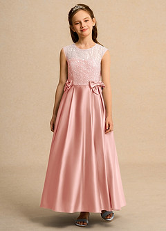 Azazie Candy Girl Jurken voor bloemenmeisjes Baljurk Jurk van Mat Satijn Boog Rozet image6