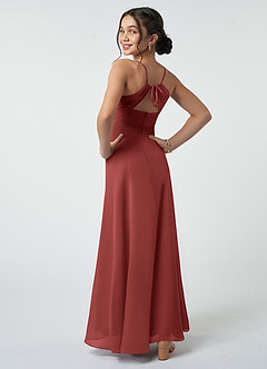 Azazie Avelina Junior Terracotta A-Line Pleated Chiffon Dress image5
