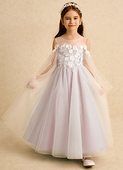 Azazie Zimi Flower Girl Dresses Blushing Pink Ball-Gown Sweetheart Neckline Tulle Dress image7