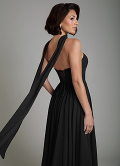 Azazie Petra Bridesmaid Dresses Black A-Line Corset Chiffon Dress image9