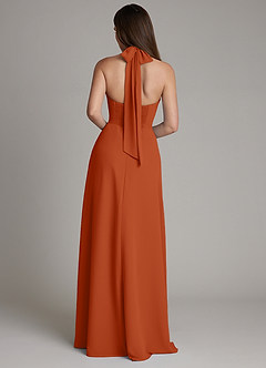 Azazie Myra Bridesmaid Dresses Burnt Orange A-Line High Neck Chiffon Dress image2