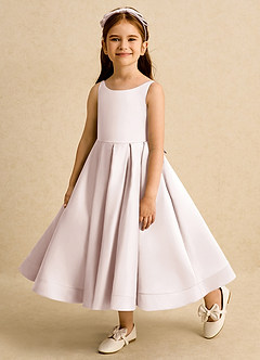 Azazie Babs Flower Girl Dresses Rose Petal Ball-Gown Pleated Matte Satin Dress image8