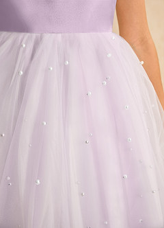Azazie Esme Flower Girl Dresses Ivory Frosted Lilac Ball-Gown Bow Tulle Dress image9