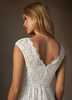 Azazie Ginnie Abiti da Sposa Abito A-Line in Pizzo Bianco Diamante image8