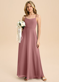 Azazie Shale Junior Desert Rose A-Line Bow Chiffon Dress image5