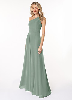 Azazie Dallas Bridesmaid Dresses Silver Sage A-Line One Shoulder Chiffon Dress image1
