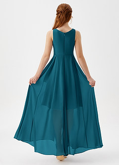 Azazie Lizette Junior Ink Blue A-Line Pleated Chiffon Dress image5