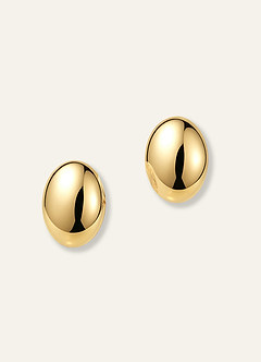 front Oval Dome Stud Earrings
