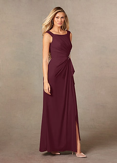 Azazie Yarrow Mother of the Bride Dresses Cabernet A-Line Pleated Chiffon Dress image6