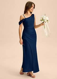 Azazie Madelyn Junior Klä av Tubklänning i Stretch Satin Av axeln image6