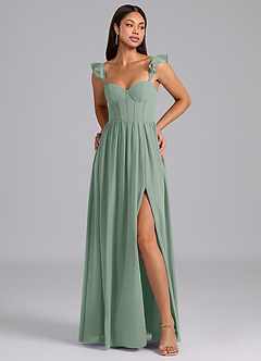 Azazie Denisse Suknie dla druhen Linia A Marszczony Szyfon Do ziemi Sukienka image1