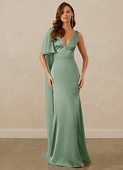 Christian Siriano Bridal for Azazie 1011 Brautjungfernkleider Meerjungfrau-Linie Schleifen Stretch-Satin Kleid Matcha image1