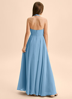 Azazie Kady Junior Steel Blue A-Line Sweetheart Neckline Chiffon Dress image2