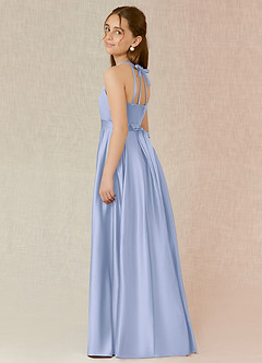 Azazie Arianthe Junior Ice A-Line with Pockets Matte Satin Dress image3